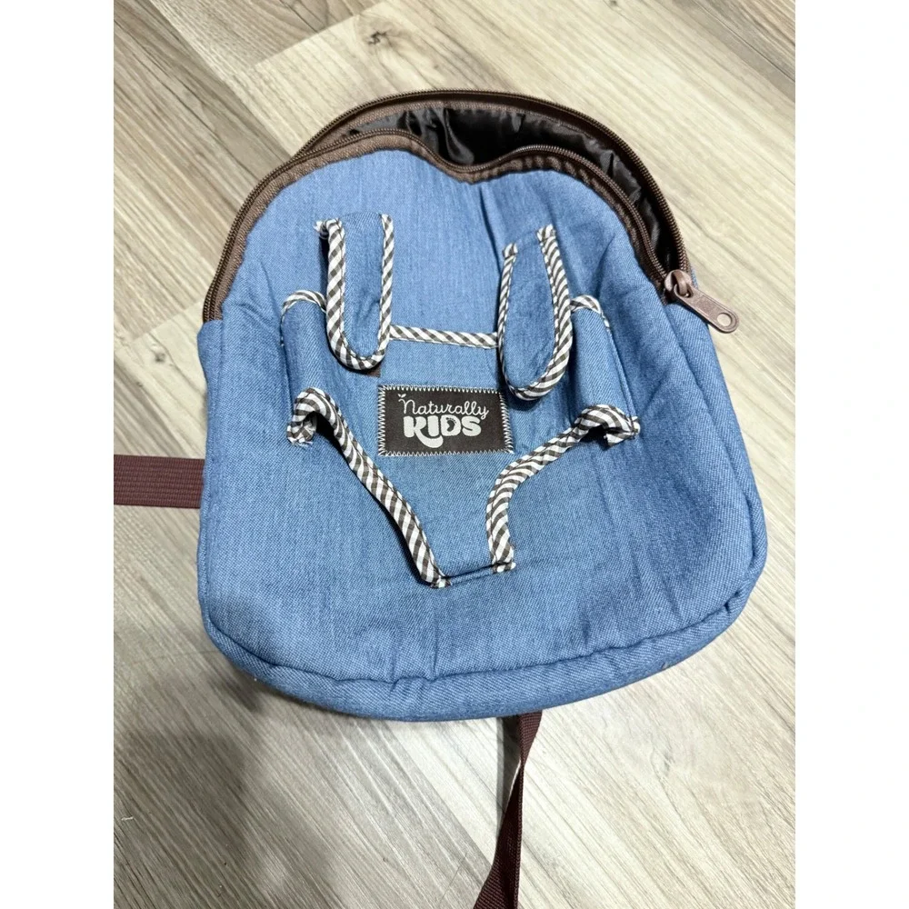 Naturally Kids Blue Denim Mini Backpack Toddler Toy Carrier Bag Light Wash